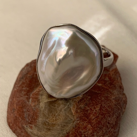 Keshi Cultured Baroque Freshwater Pearl Sterling Silver 925 Ring Size 7 US - Picture 12 of 12